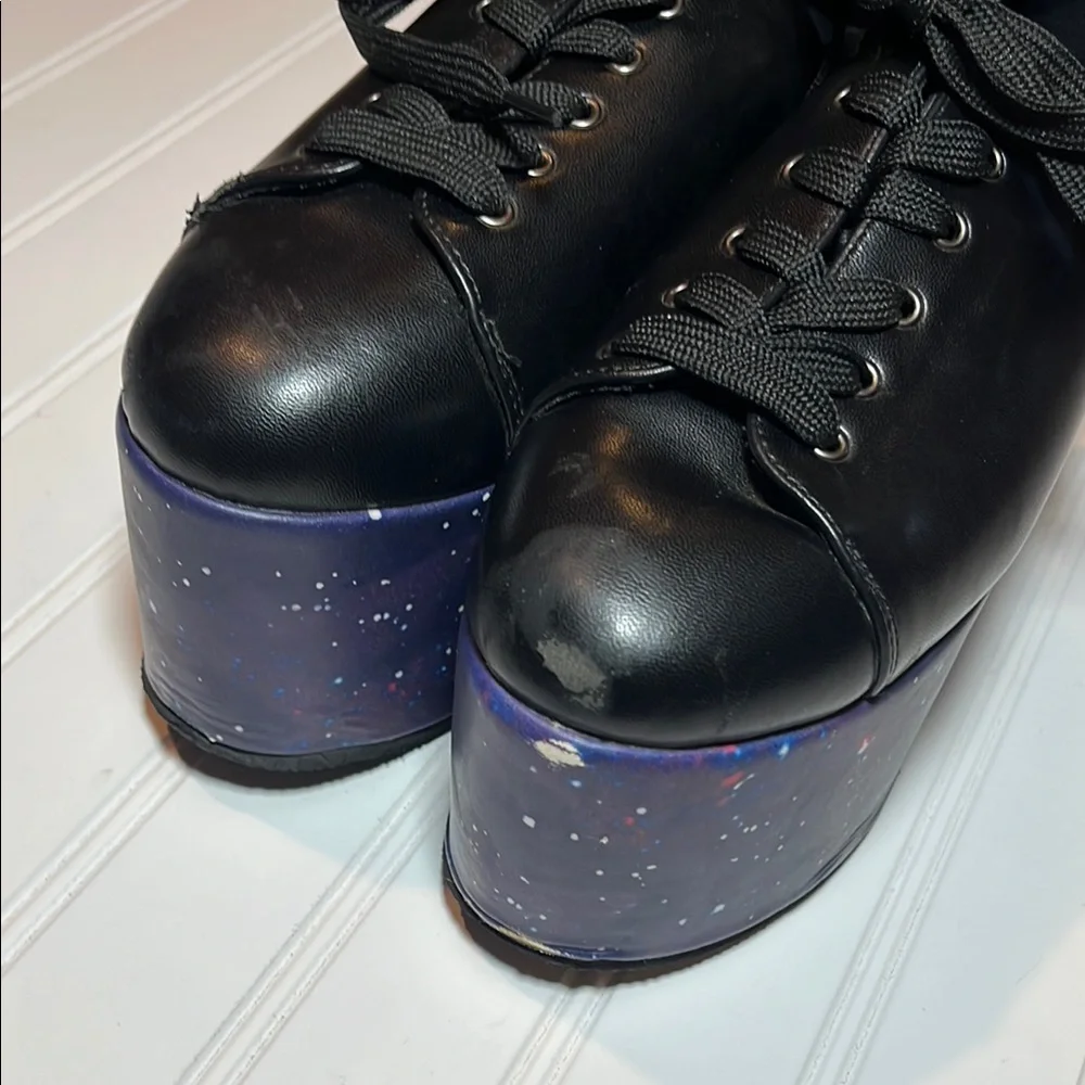 Hot Topic Black Platform Sneakers with Galaxy Print